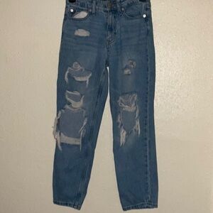 Aeropostale Blue Boyfriend Jeans Distressed Style